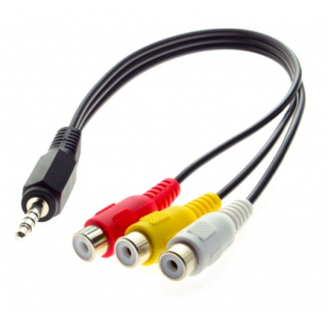 HR0559 22cm 3.5mm Mini AV to 3 RCA Audio Video Cable Male to Male for multi-media